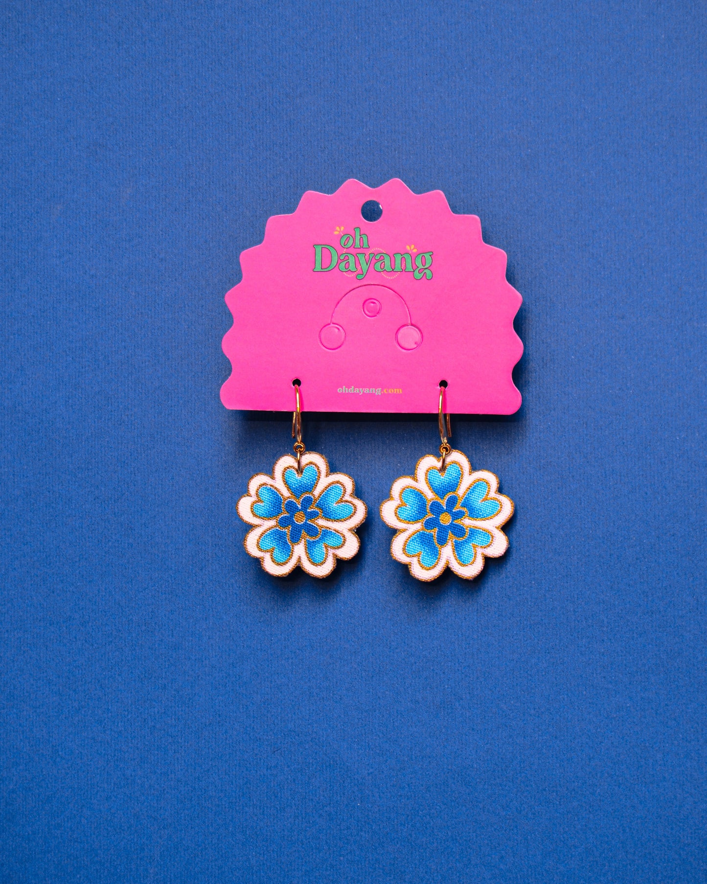 Blue/ Purple Batik Hook Earrings