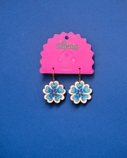 Blue/ Purple Batik Hook Earrings