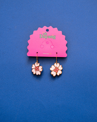 Green/ Pink Batik Hook Earrings
