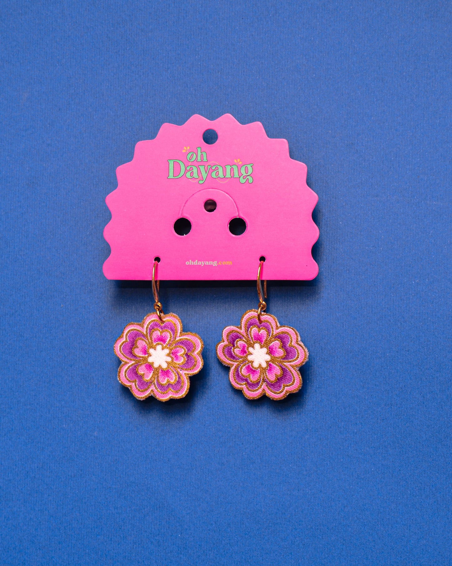 Blue/ Purple Batik Hook Earrings