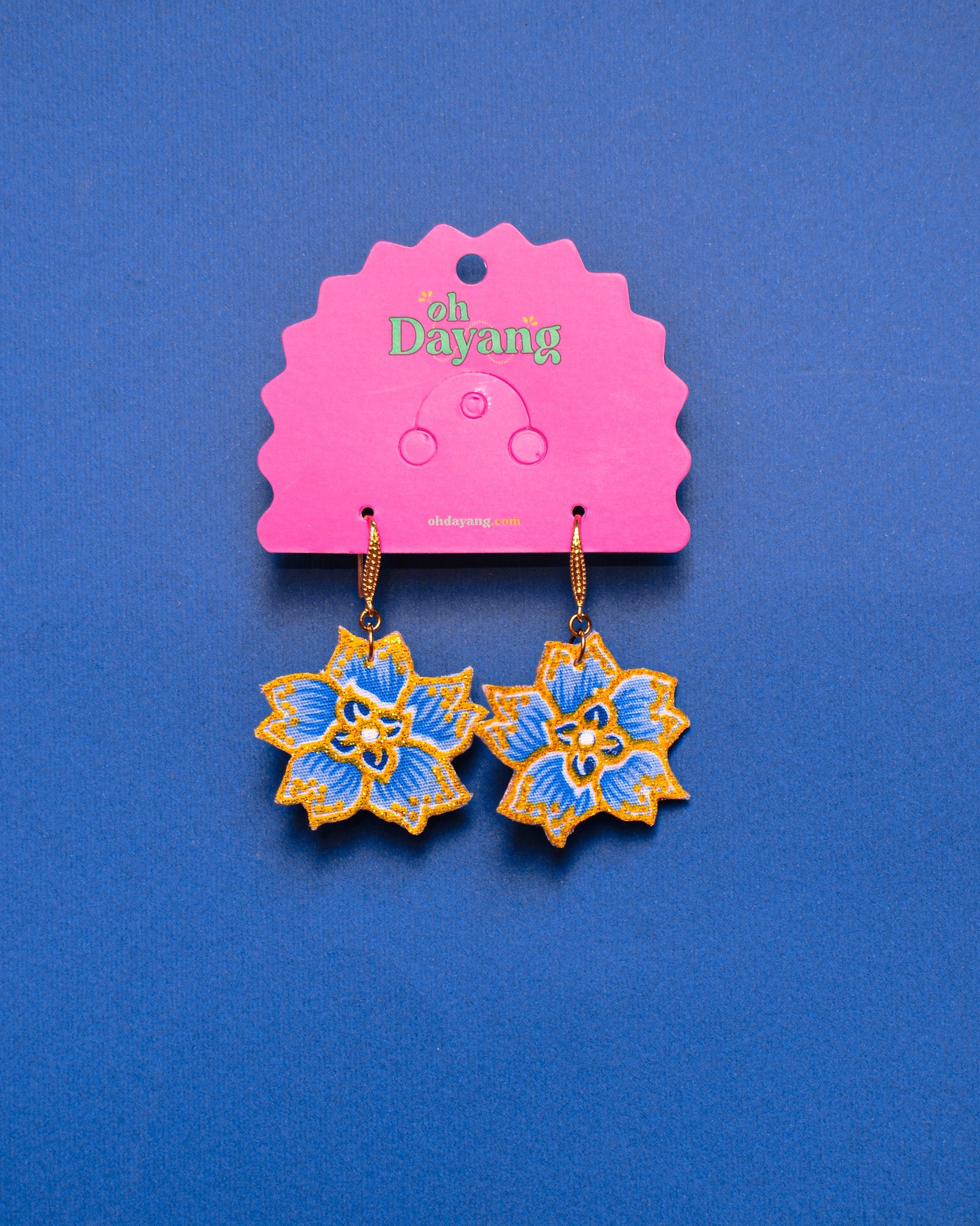 Blue/ Purple Batik Hook Earrings