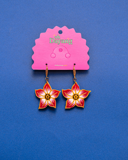 Green/ Pink Batik Hook Earrings