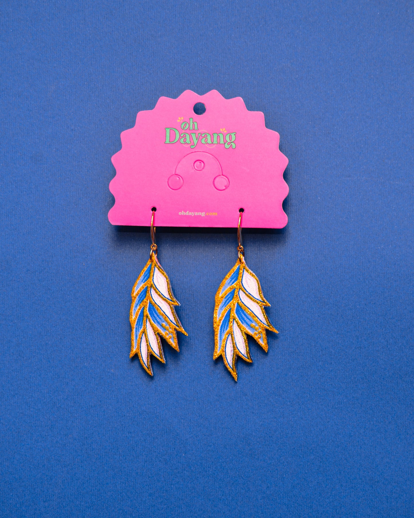 Blue/ Purple Batik Hook Earrings