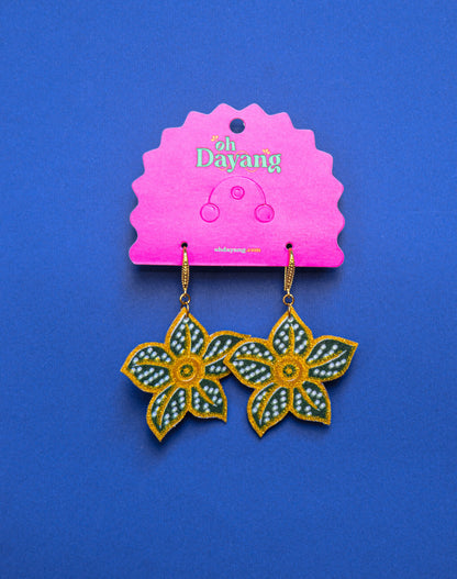 Green/ Pink Batik Hook Earrings