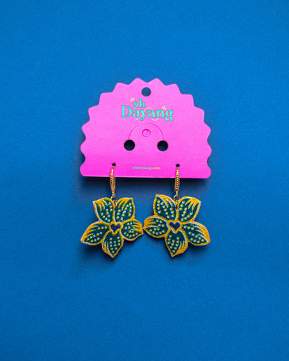 Green/ Pink Batik Hook Earrings