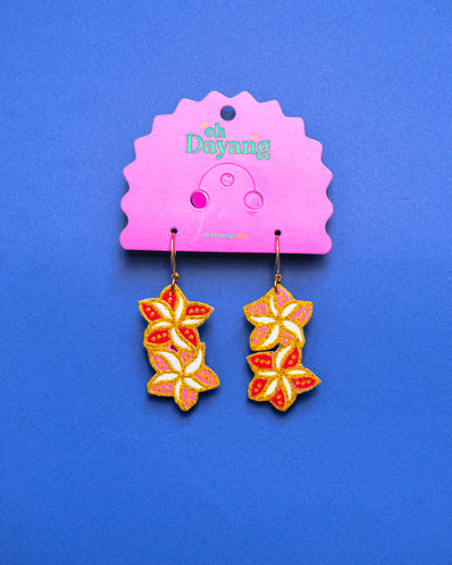 Green/ Pink Batik Hook Earrings
