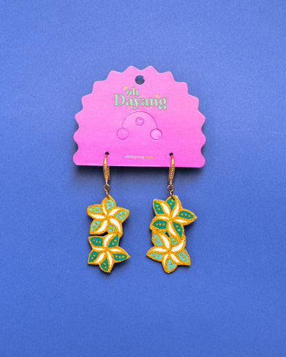 Green/ Pink Batik Hook Earrings