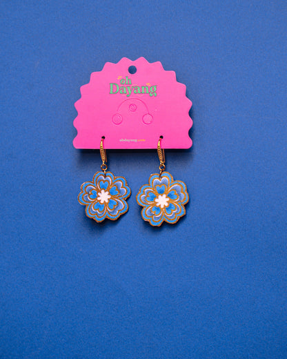 Blue/ Purple Batik Hook Earrings