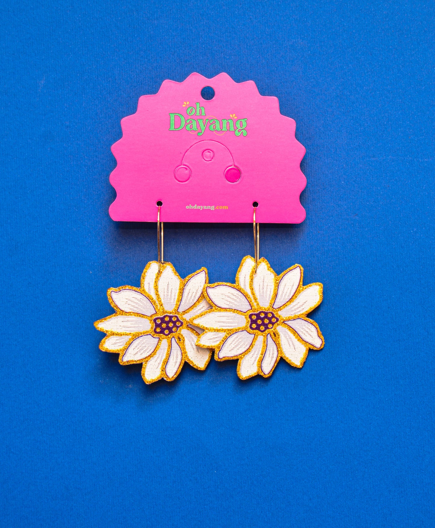 Orange/ Purple Batik Hoop Earrings