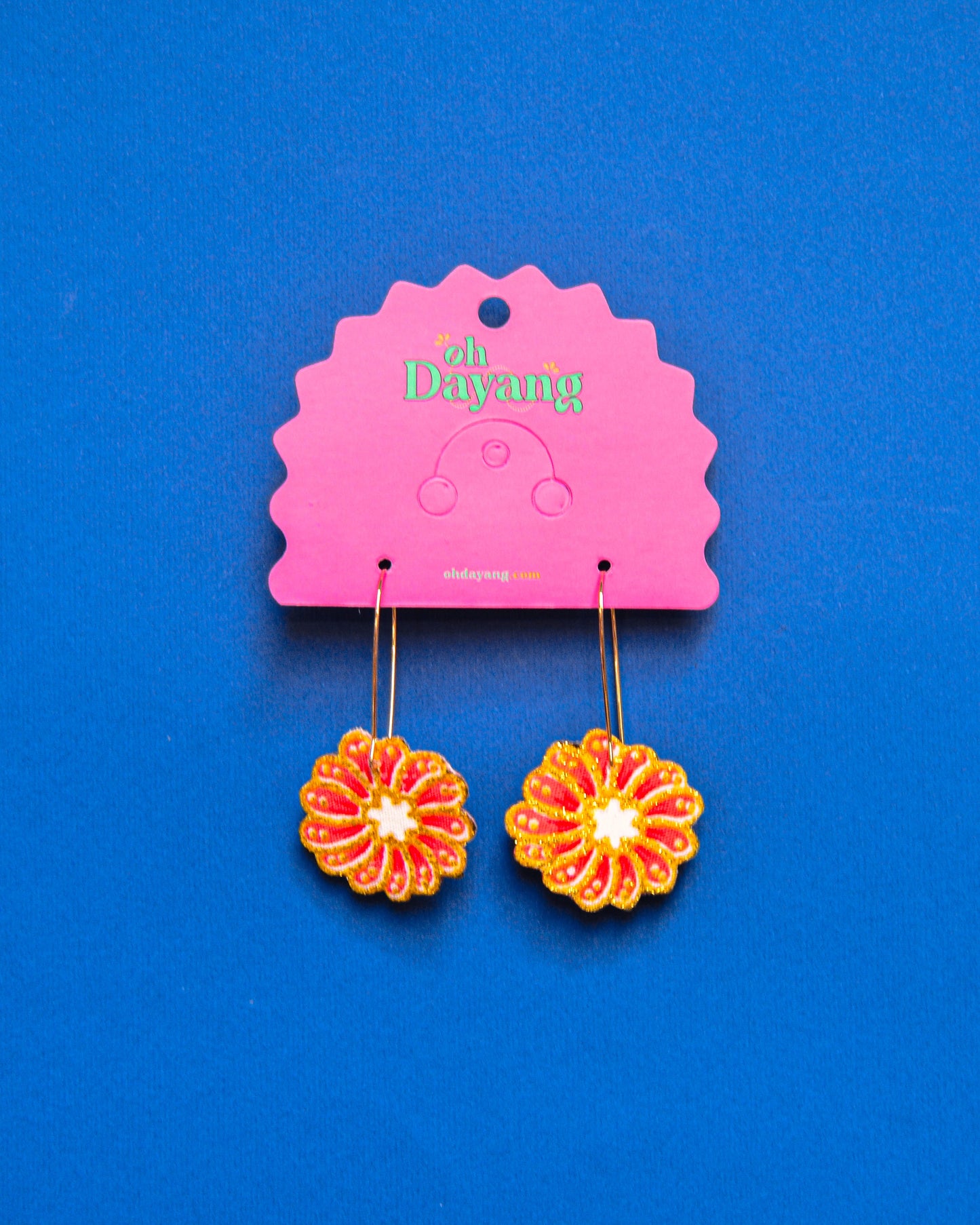 Orange/ Purple Batik Hoop Earrings