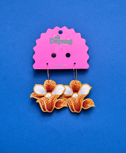 Orange/ Purple Batik Hoop Earrings