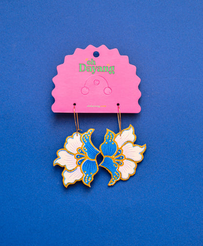 Green/ Blue Batik Hoop Earrings