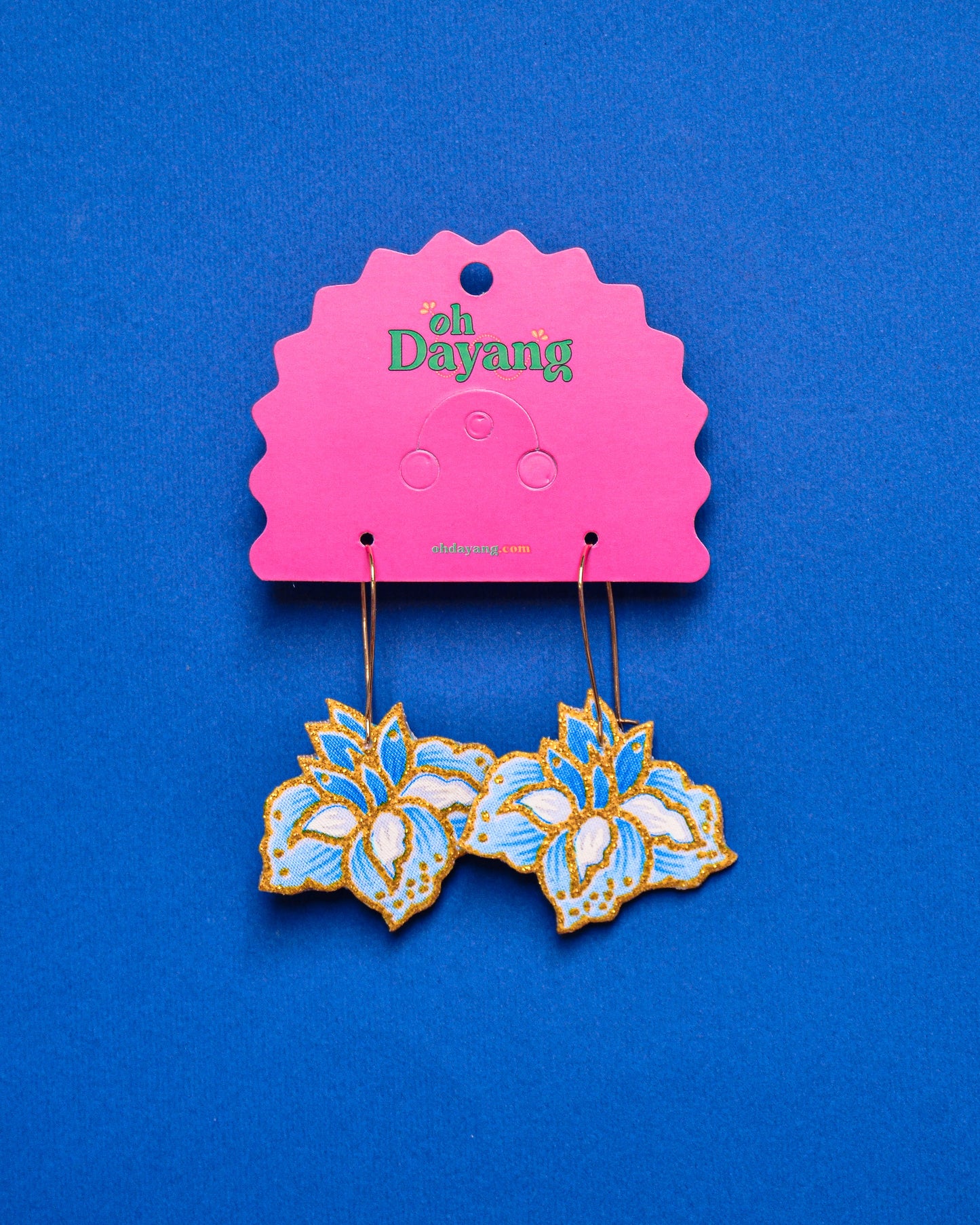 Green/ Blue Batik Hoop Earrings