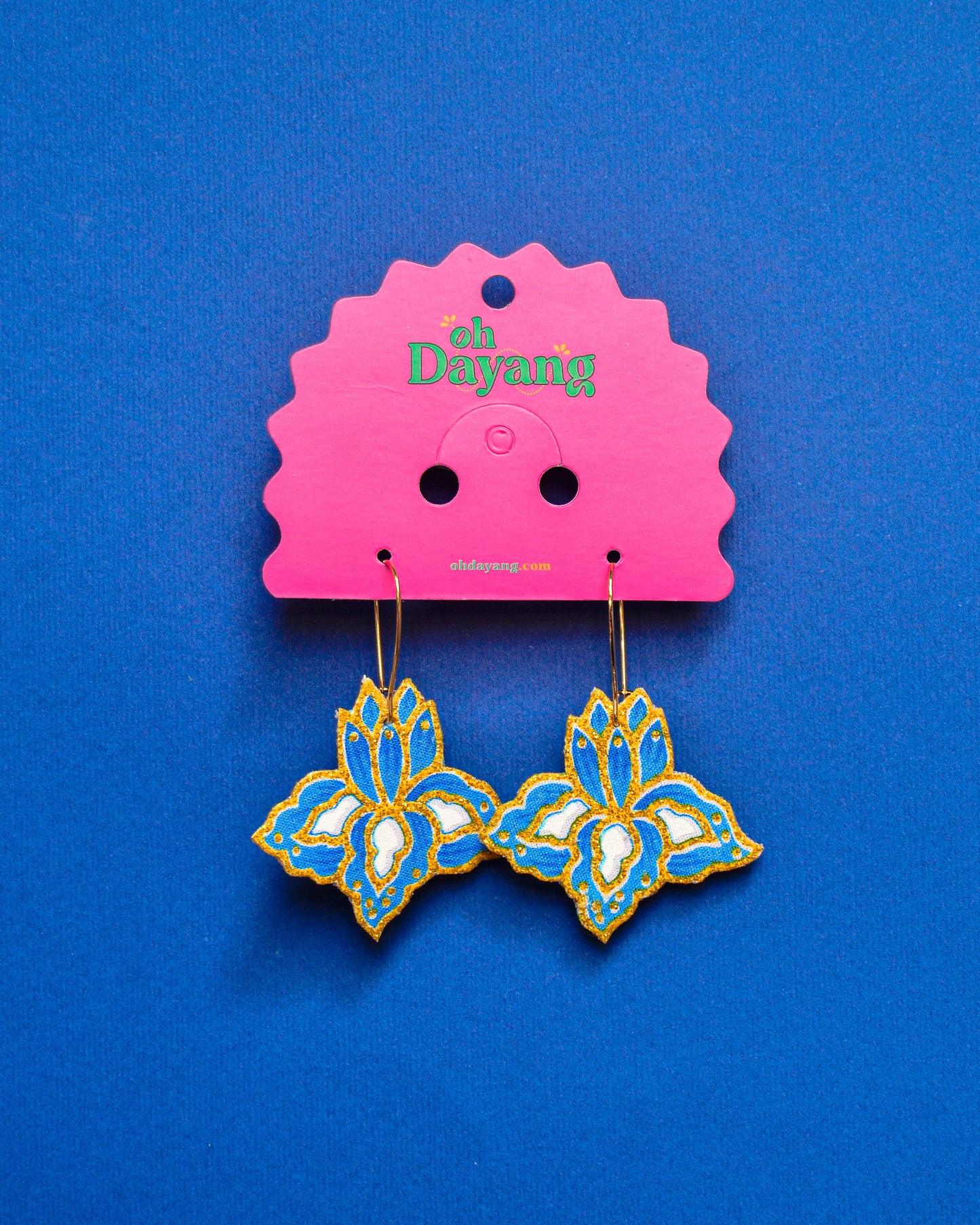 Green/ Blue Batik Hoop Earrings