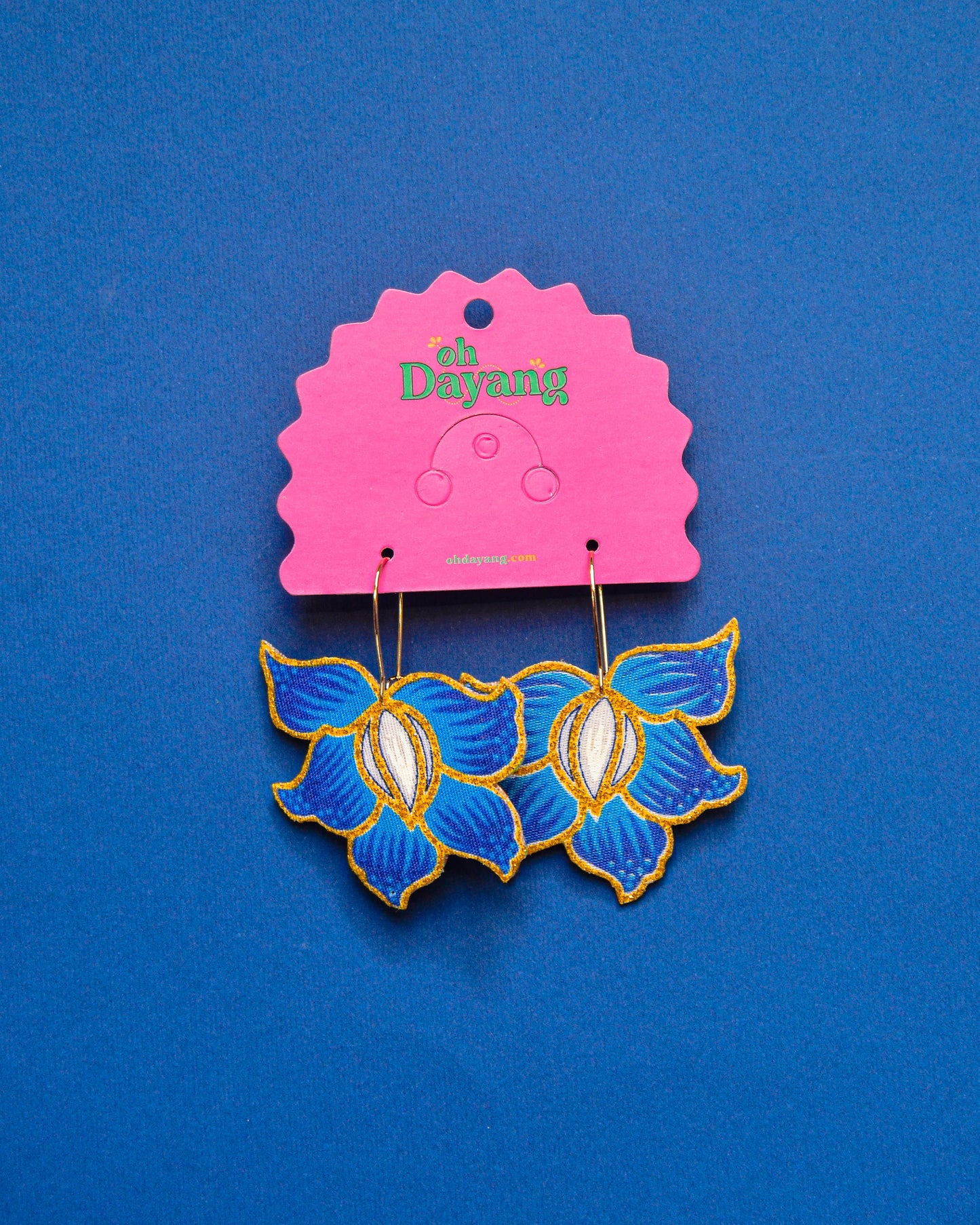 Green/ Blue Batik Hoop Earrings