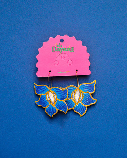 Green/ Blue Batik Hoop Earrings