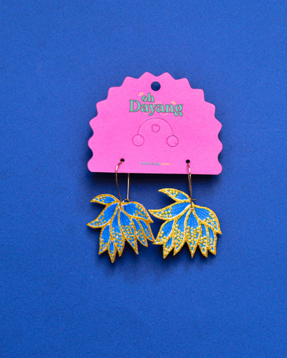 Green/ Blue Batik Hoop Earrings