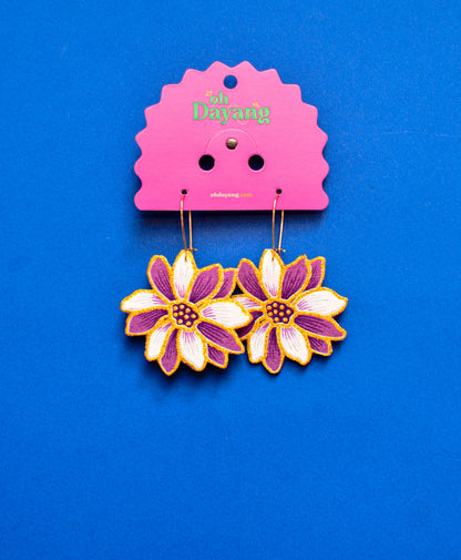 Orange/ Purple Batik Hoop Earrings