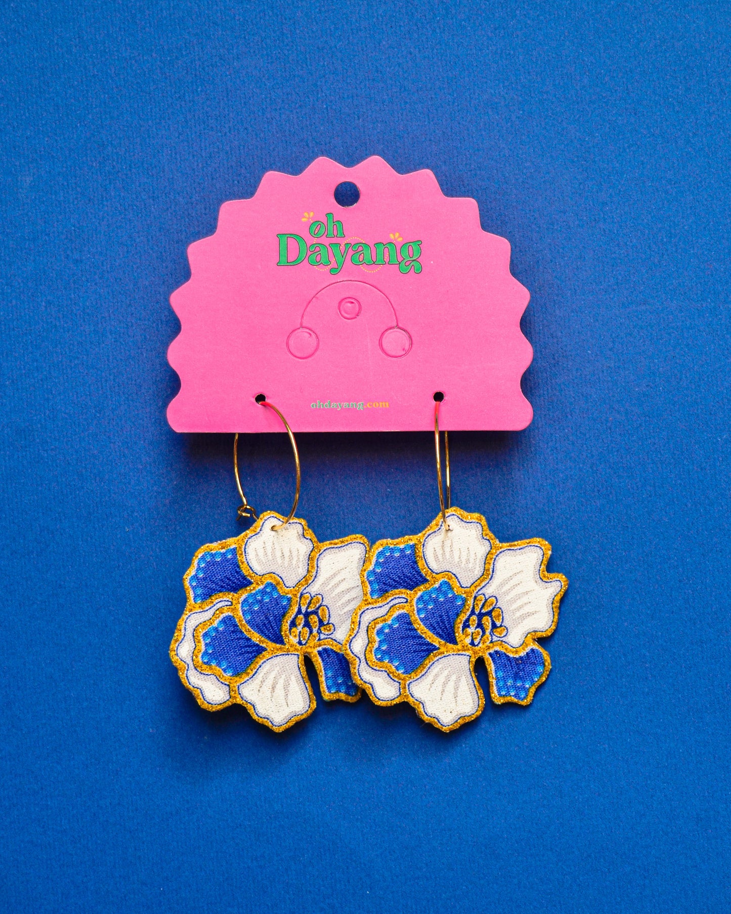 Green/ Blue Batik Hoop Earrings