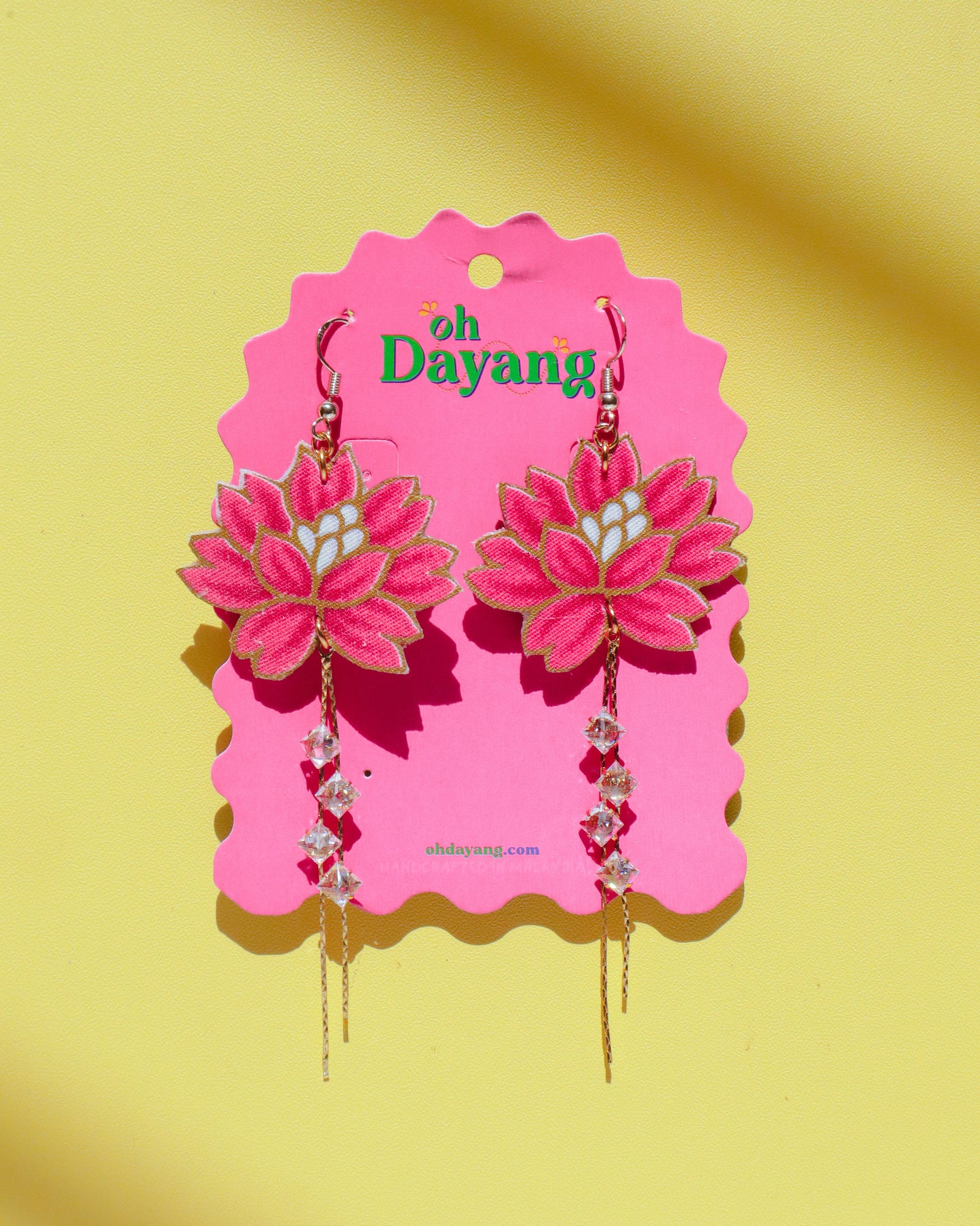 Pink/ Maroon Batik Dangle Earrings