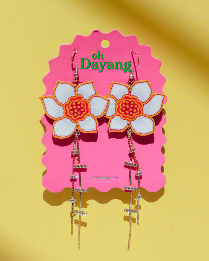 Pink/ Maroon Batik Dangle Earrings