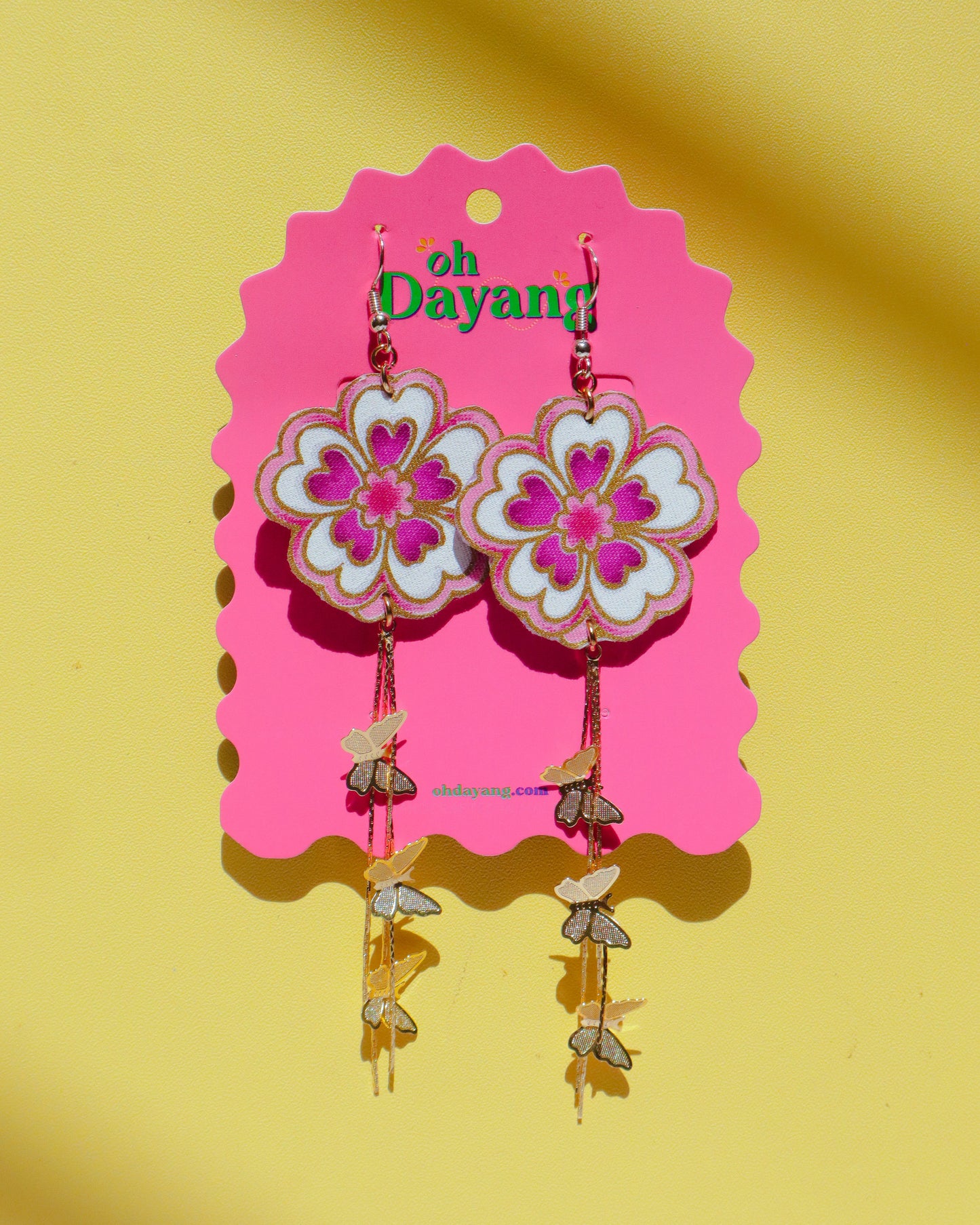Purple Batik Dangle Earrings