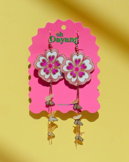 Purple Batik Dangle Earrings