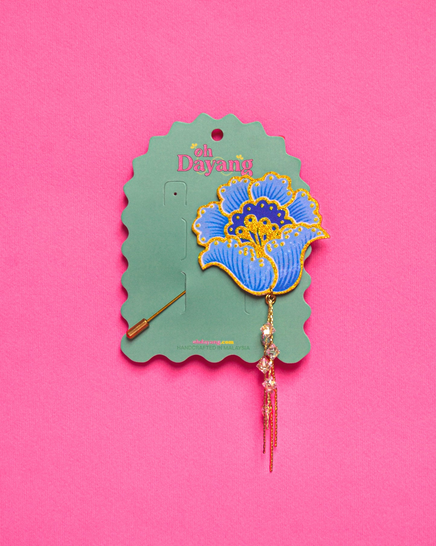 Blue Batik Dangling Lapel Pin