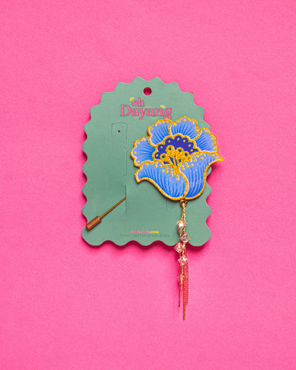Blue Batik Dangling Lapel Pin