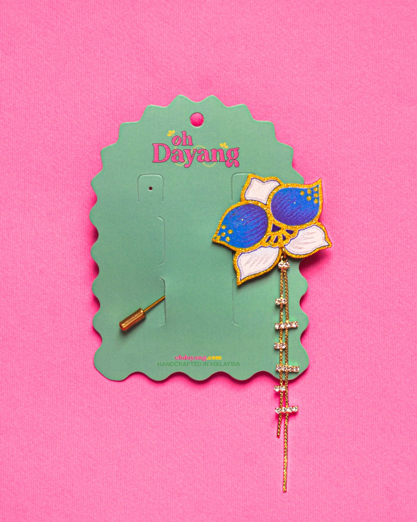 Blue Batik Dangling Lapel Pin