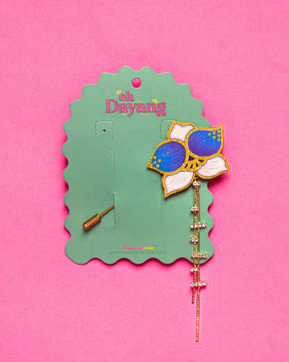 Blue Batik Dangling Lapel Pin