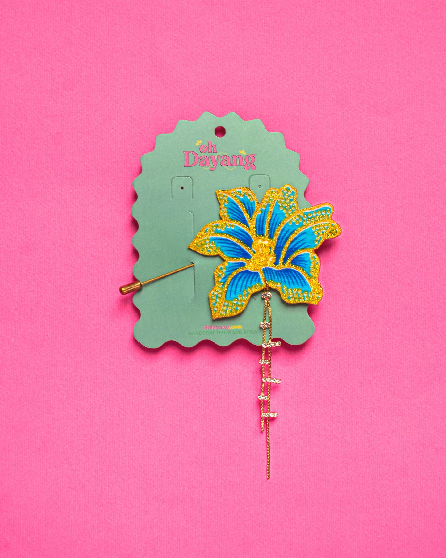 Blue Batik Dangling Lapel Pin