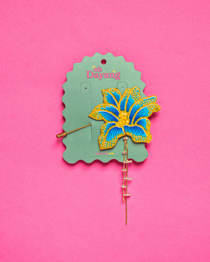 Blue Batik Dangling Lapel Pin