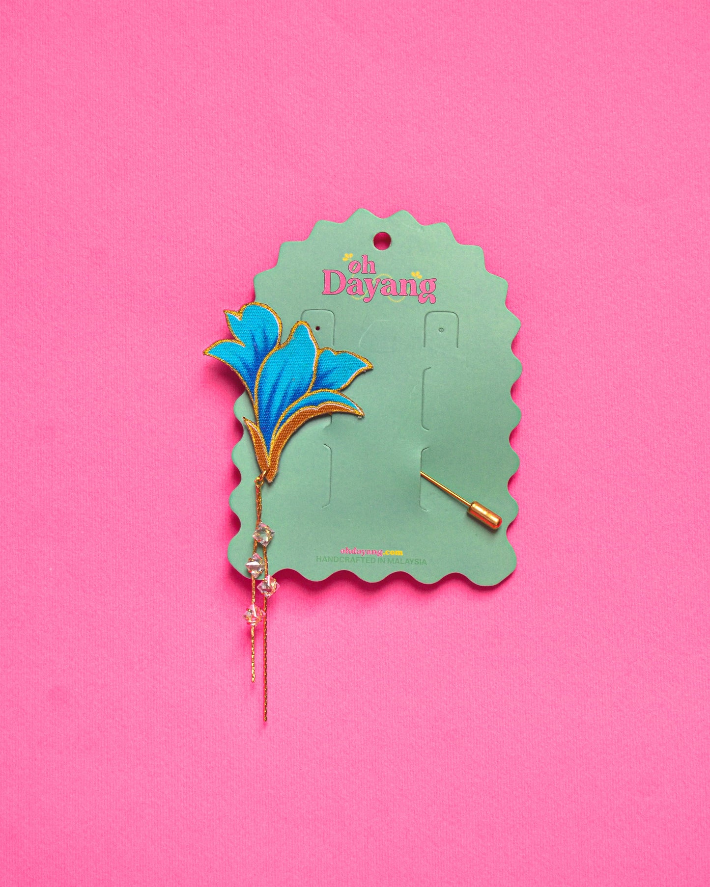 Blue Batik Dangling Lapel Pin