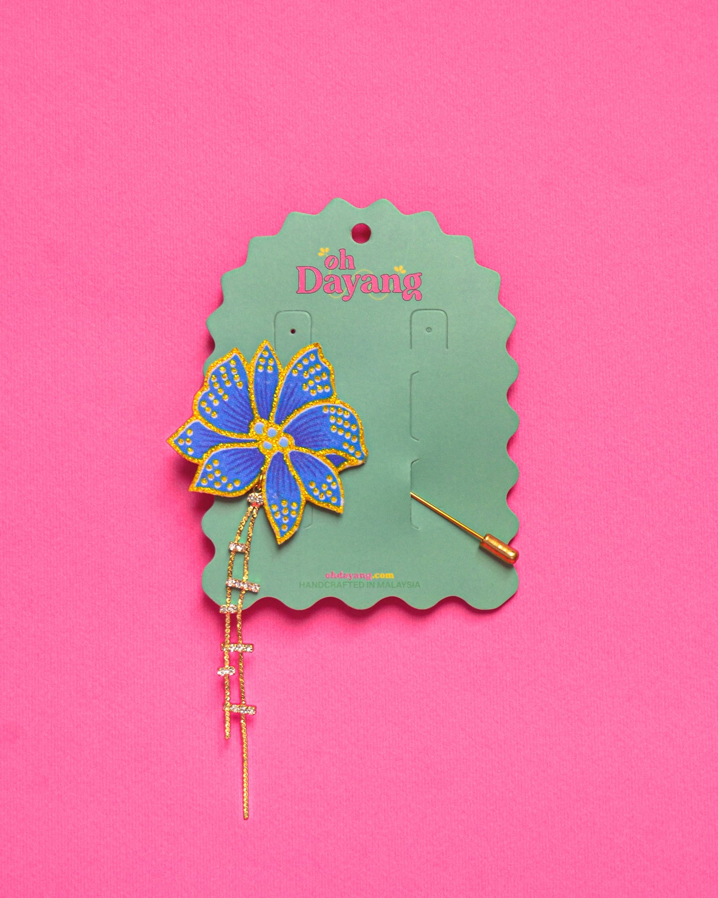 Blue Batik Dangling Lapel Pin