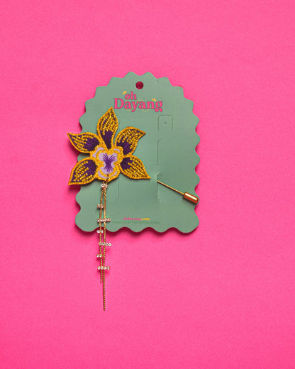 Blue Batik Dangling Lapel Pin