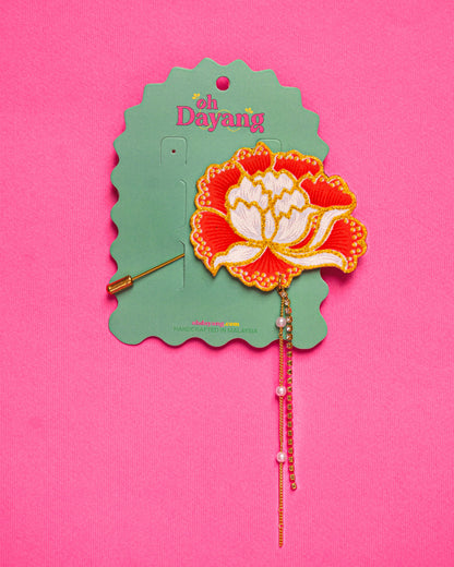 Green/ Red Batik Dangling Lapel Pin