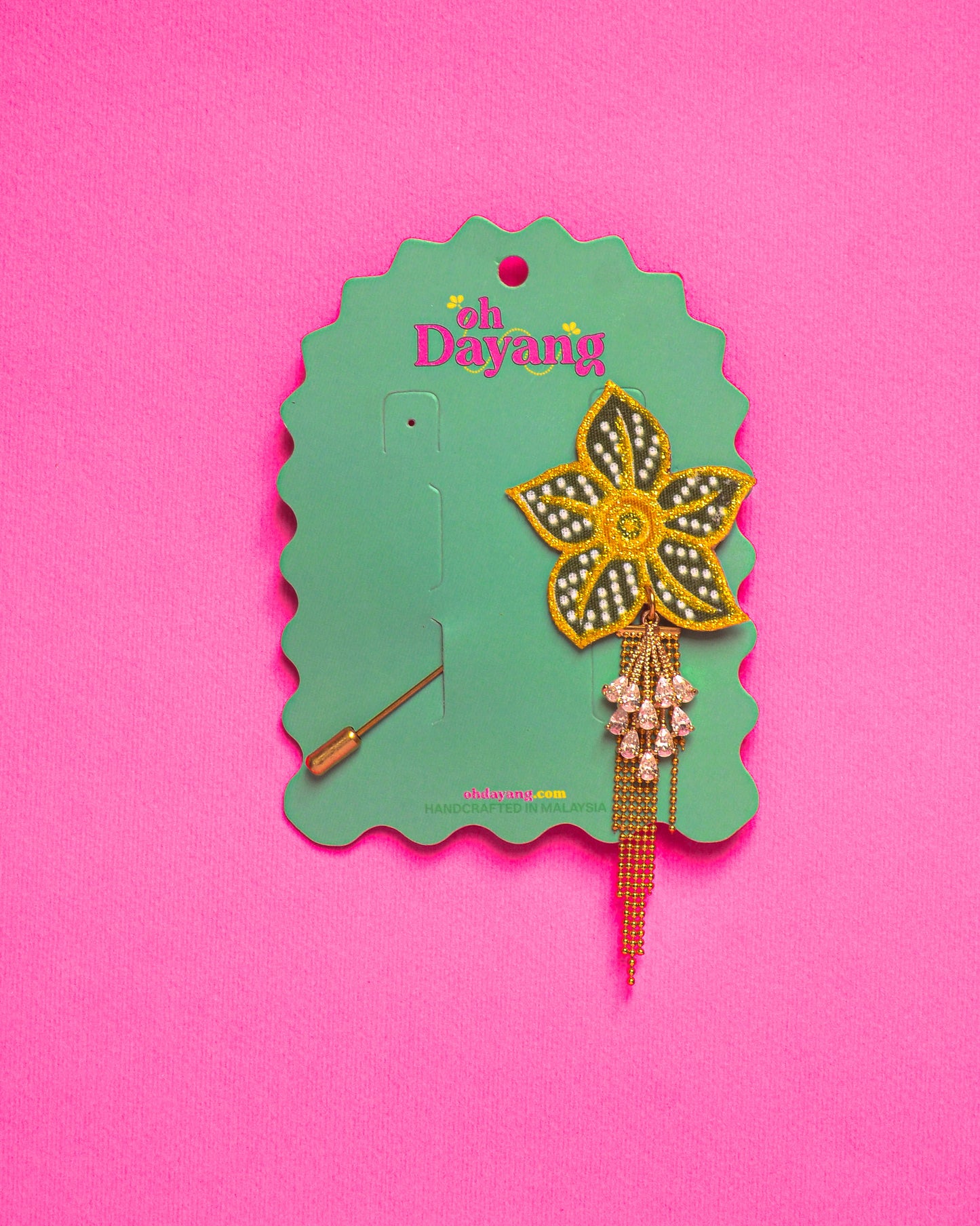 Green/ Red Batik Dangling Lapel Pin