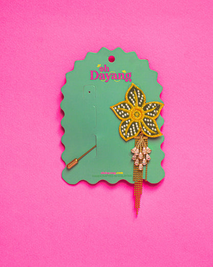 Green/ Red Batik Dangling Lapel Pin