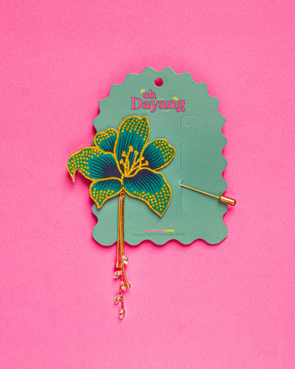 Green/ Red Batik Dangling Lapel Pin