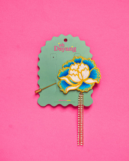 Blue Batik Dangling Lapel Pin