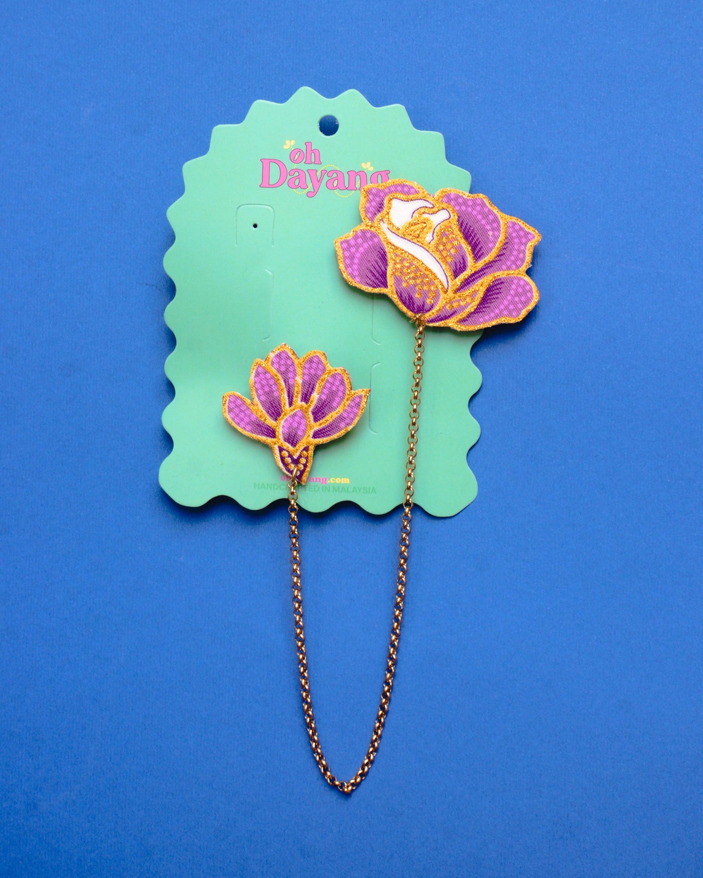 Green/ Purple Batik Kerongsang Chain