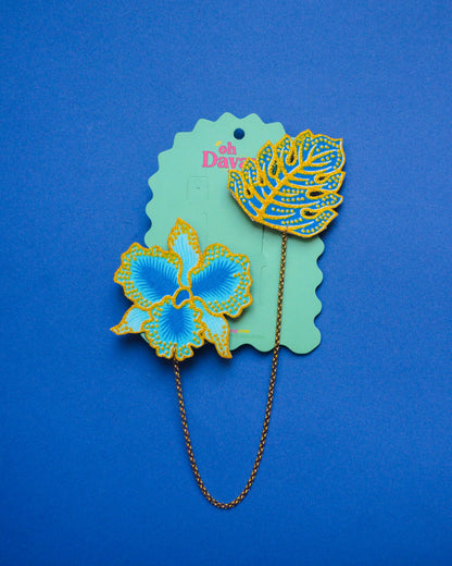 Blue Batik Kerongsang Chain