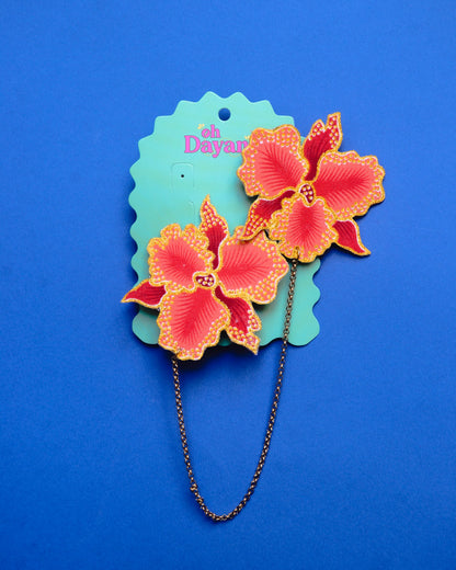 Red/ Pink Batik Kerongsang Chain