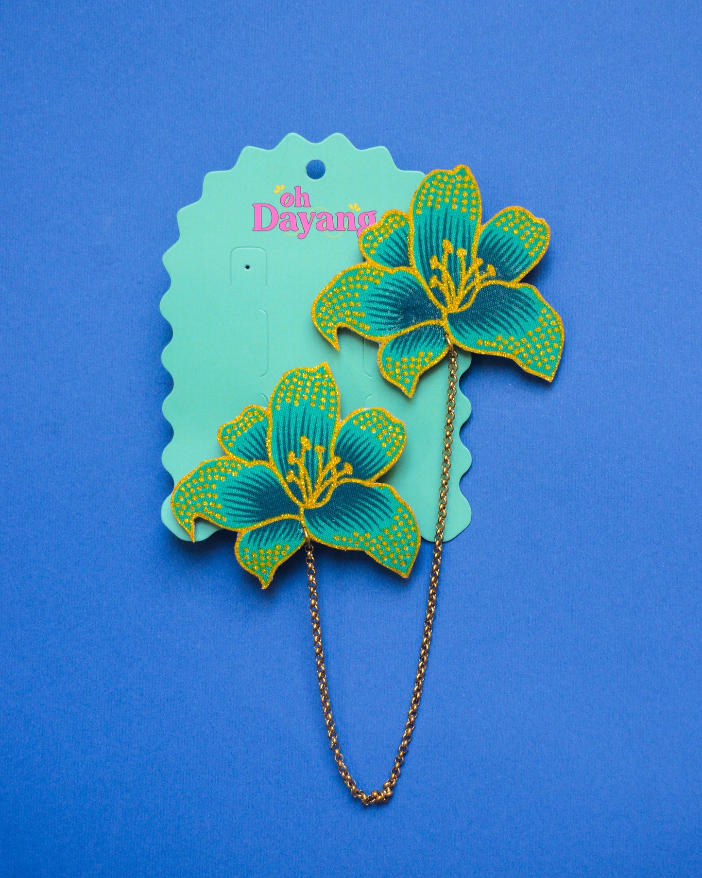 Green/ Purple Batik Kerongsang Chain
