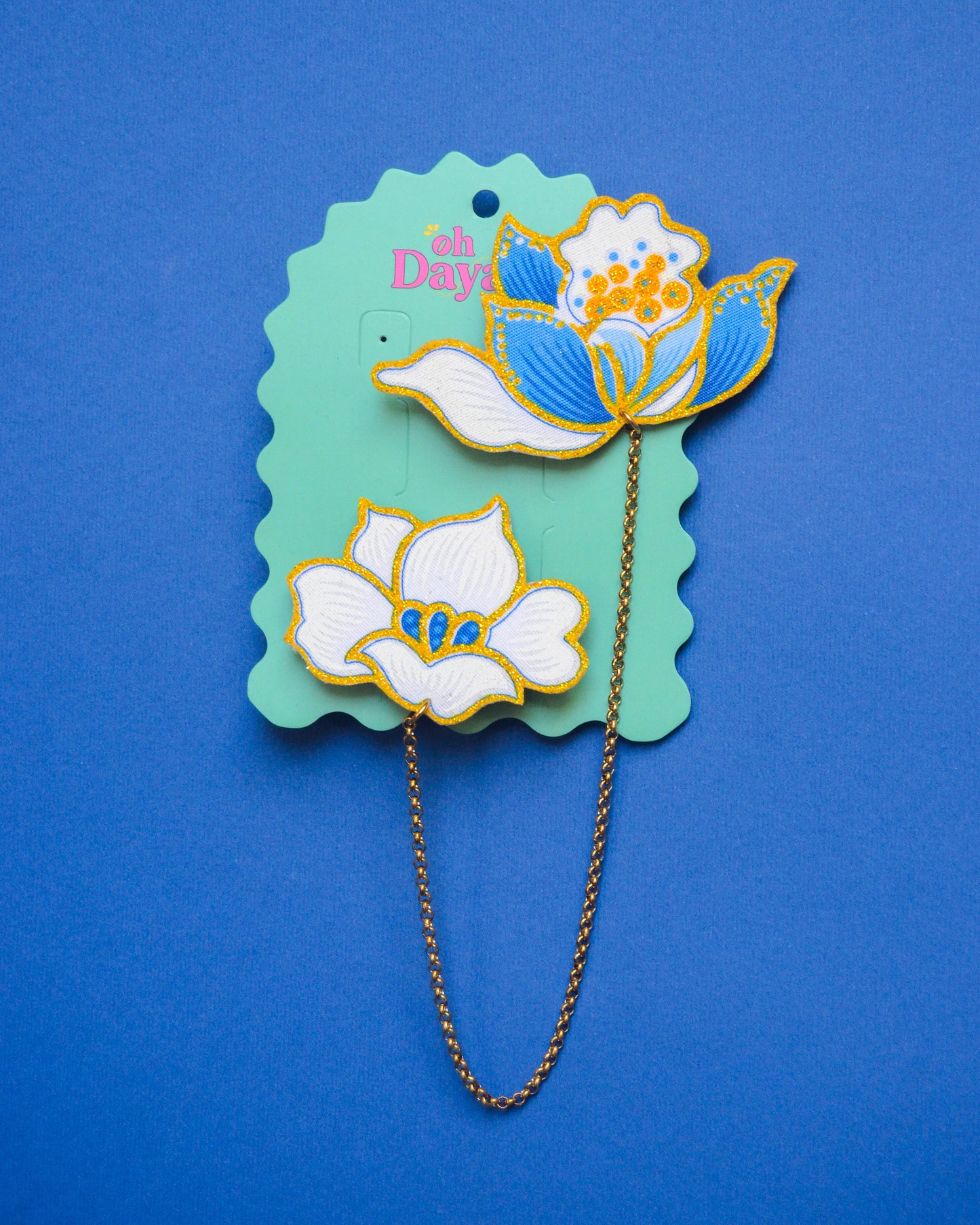 Blue Batik Kerongsang Chain
