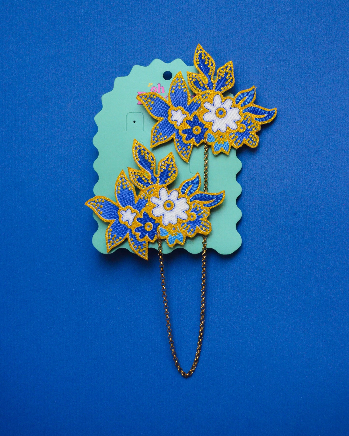 Blue Batik Kerongsang Chain