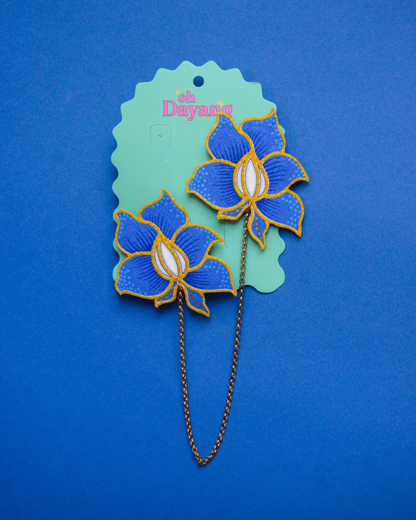 Blue Batik Kerongsang Chain