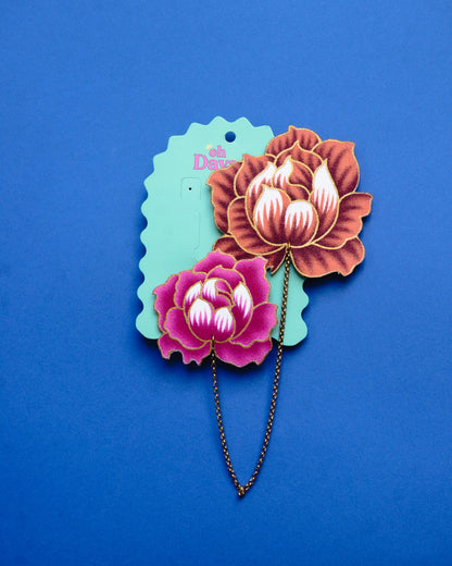 Red/ Pink Batik Kerongsang Chain