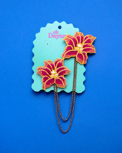 Red/ Pink Batik Kerongsang Chain